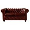Brown Leather Chest field 2 Seater sofa