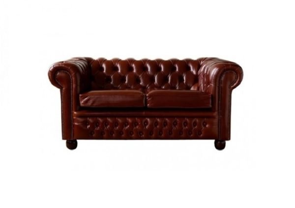 Brown Leather Chest field 2 Seater sofa