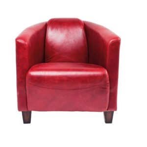 Arm Chair Red Color Round Leather