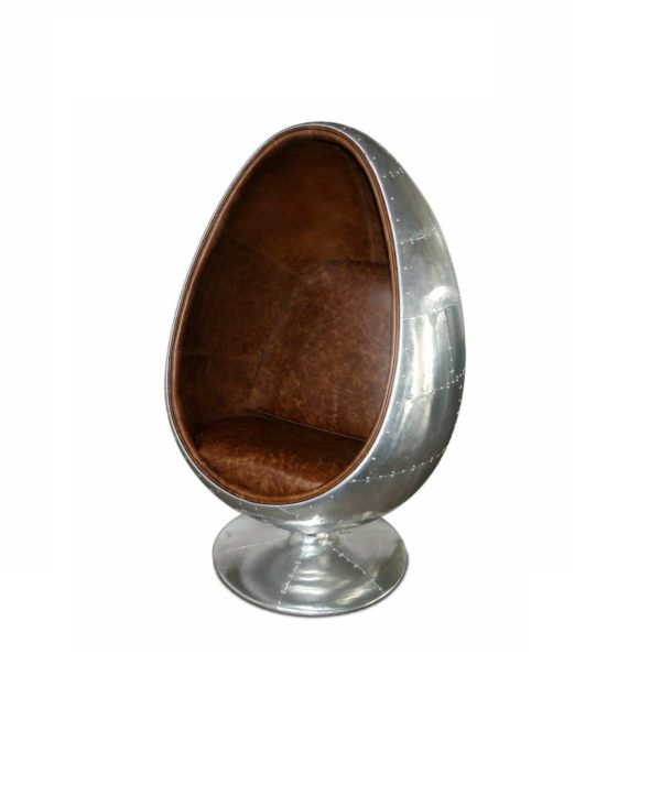 Aviator Egg Office Chair Top Grain Leather Asian Art Exports